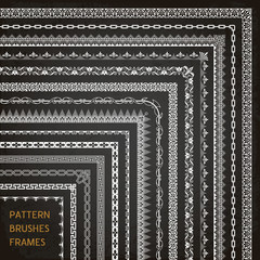 Border frame line pattern brushes corners 1 vector