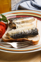 sardines on toast and with tomato