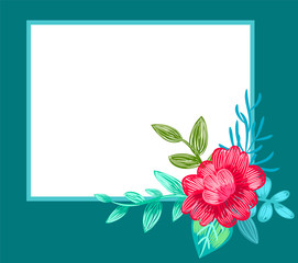 Postcard Decorated with Flower Vector Illustration