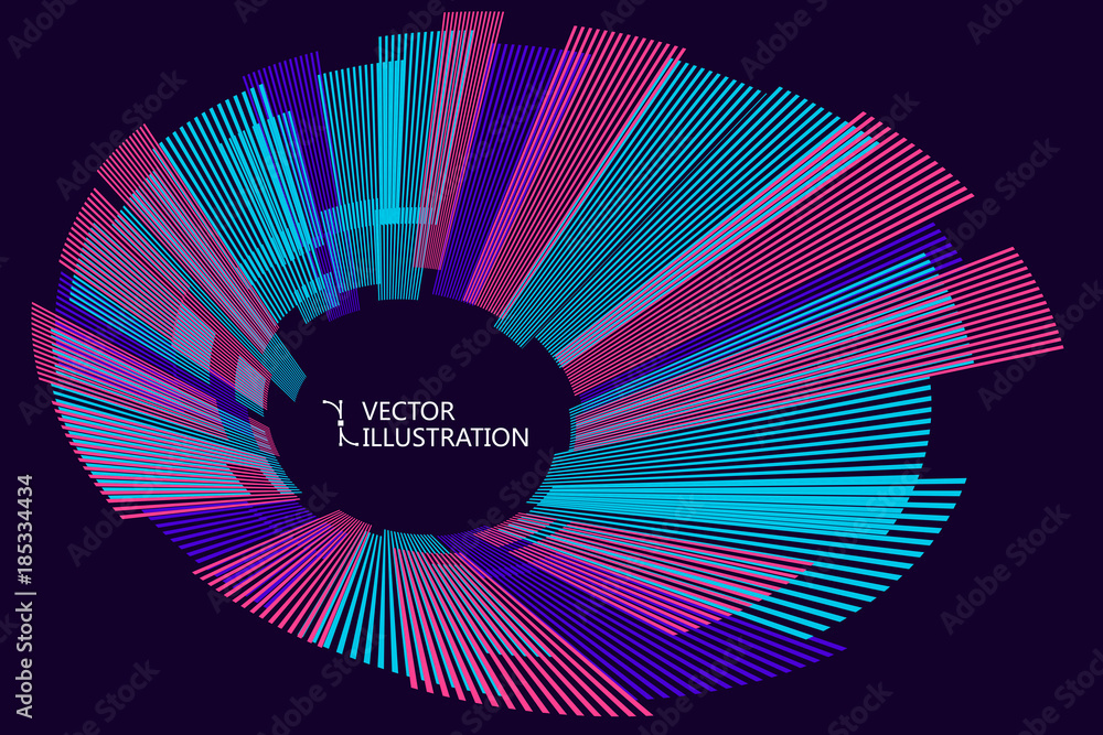 Wall mural Radial abstract graphic, vector background.