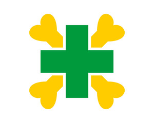 green cross bone medical pet care image icon vector
