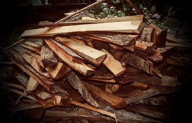 Pile of wood for home decoration.