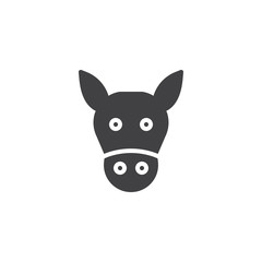 Donkey head icon vector, filled flat sign, solid pictogram isolated on white. Symbol, logo illustration.
