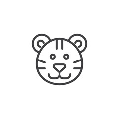 Tiger head line icon, outline vector sign, linear style pictogram isolated on white. Symbol, logo illustration. Editable stroke