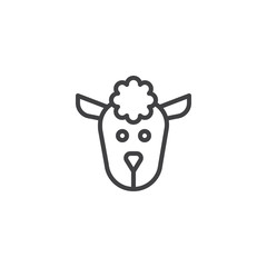 Sheep head line icon, outline vector sign, linear style pictogram isolated on white. Symbol, logo illustration. Editable stroke