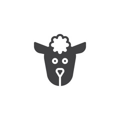 Sheep head icon vector, filled flat sign, solid pictogram isolated on white. Symbol, logo illustration.