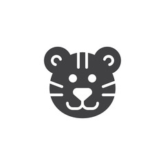 Tiger head icon vector, filled flat sign, solid pictogram isolated on white. Symbol, logo illustration.