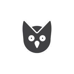 Owl head icon vector, filled flat sign, solid pictogram isolated on white. wisdom symbol, logo illustration.
