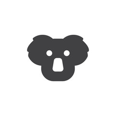 Koala head icon vector, filled flat sign, solid pictogram isolated on white. Symbol, logo illustration.
