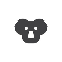 Koala head icon vector, filled flat sign, solid pictogram isolated on white. Symbol, logo illustration.