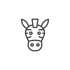 Fototapeta na wymiar Zebra head line icon, outline vector sign, linear style pictogram isolated on white. Symbol, logo illustration. Editable stroke