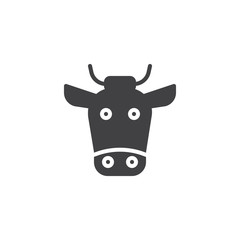 Buffalo head icon vector, filled flat sign, solid pictogram isolated on white. Cow symbol, logo illustration.