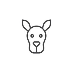 Kangaroo head line icon, outline vector sign, linear style pictogram isolated on white. Wallaby face symbol, logo illustration. Editable stroke