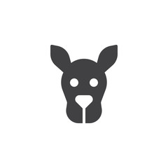 Kangaroo head icon vector, filled flat sign, solid pictogram isolated on white. Wallaby face symbol, logo illustration.