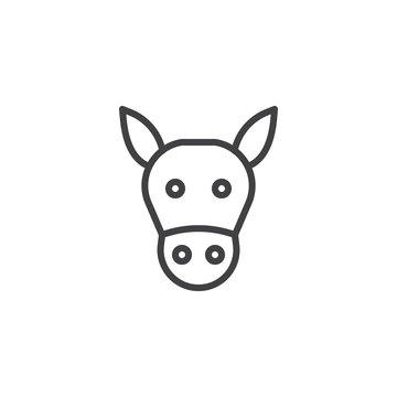 Donkey head line icon, outline vector sign, linear style pictogram isolated on white. Symbol, logo illustration. Editable stroke
