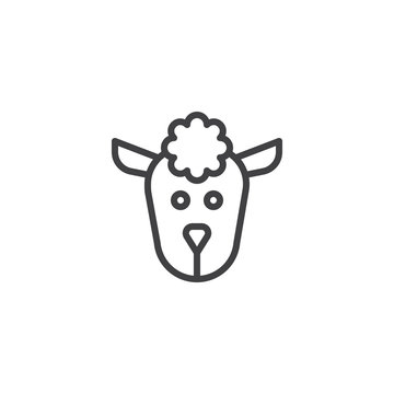 Sheep head line icon, outline vector sign, linear style pictogram isolated on white. Symbol, logo illustration. Editable stroke