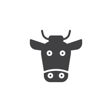 Buffalo head icon vector, filled flat sign, solid pictogram isolated on white. Cow symbol, logo illustration.