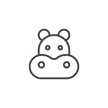 recommend clip art: Hippopotamus head line icon, outline vector sign, linear style pictogram isolated on white. Behemoth face symbol, logo illustration. Editable stroke