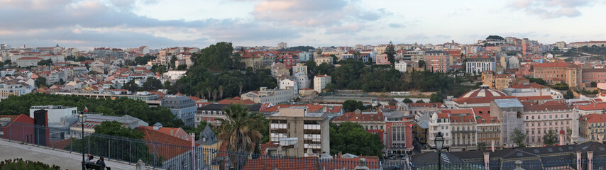 Fototapeta na wymiar The panoramic view of the city from the terrace of San Pedro de Alcantara. Lisbon. Portugal
