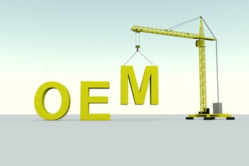 OEM building concept crane white background 3d illustration