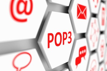 POP3 concept cell blurred background 3d illustration