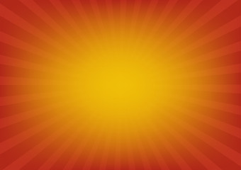 Orange sun rays vector, sunburst on red color background. Vector illustration background design.