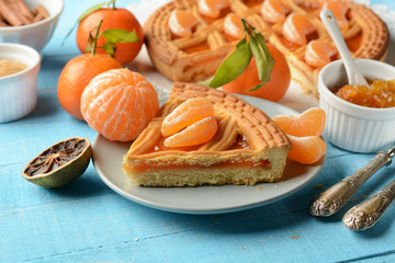 tangerine jam tart with ingredients around