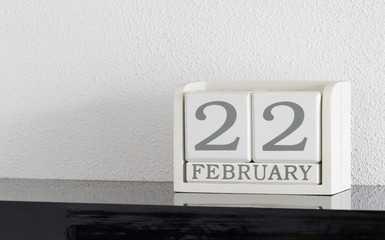 White block calendar present date 22 and month February