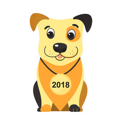 Fototapeta na wymiar Year of the yellow dog on the Chinese lunar calendar 2018.