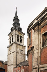 Fototapeta na wymiar Belfry of Cathedral of St. Aubin in Namur. Belgium