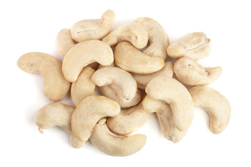 Fototapeta na wymiar cashew nuts isolated on white background. top view. Flat lay