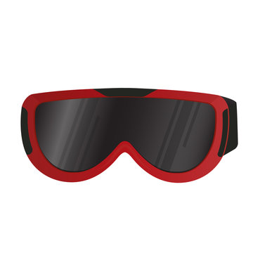 Realistic ski goggles. Eye protection. Sport equipment.