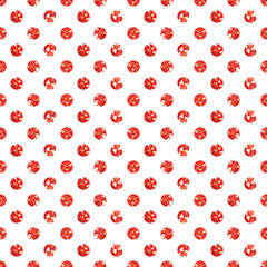 Seamless pattern of red glitter polka dots