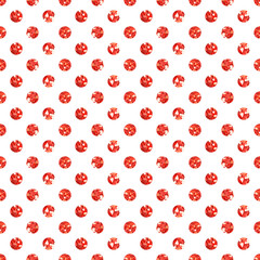 Seamless pattern of red glitter polka dots