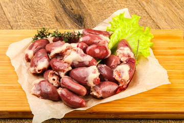 Raw chicken hearts