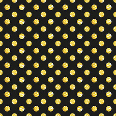 Seamless pattern of golden glitter polka dots