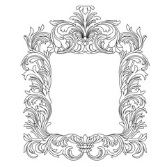 Vintage border frame engraving with retro ornament pattern in antique baroque style decorative design. Vector