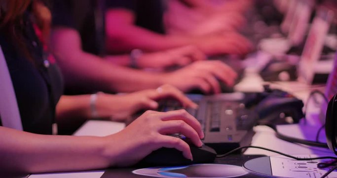 Cinemagraph - Operators hands working on computer keyboards Motion Photo.