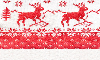 Close up of Christmas Sweater Design. Traditional scandinavian pattern.