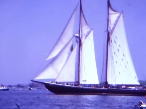 Op Sail Parade Of Ships Bicentennial Celebration Event In Boston Harbor During Summer Of 1976