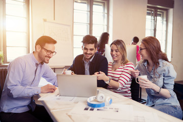 Startup Teamwork Brainstorming Meeting concept in office