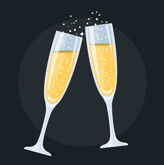 Sekt Gläser Flat Design