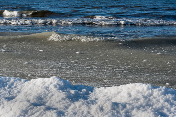 Icy Baltic sea coast, Latvia.