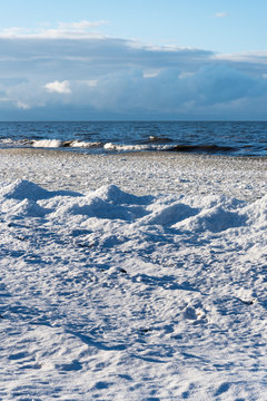 Icy Baltic sea coast, Latvia.