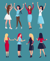Set of Different Women Icons Vector Illustration