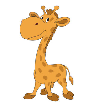 Cute standing cartoon giraffe, giraffe, cute, animal, cartoon, illustration, baby