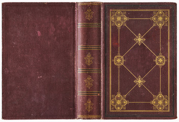 Old open book cover - circa 1889 - isolated on white - perfect in detail - XL size