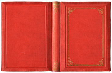Old open book cover - circa 1895, isolated on white, XL size