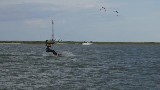Kite surfing in the bay