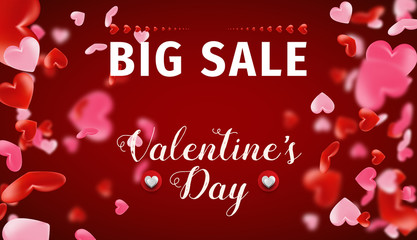 Valentines day sale background with Heart Shaped Balloons. Vector illustration.Wallpaper.flyers, invitation, posters, brochure, banners. 